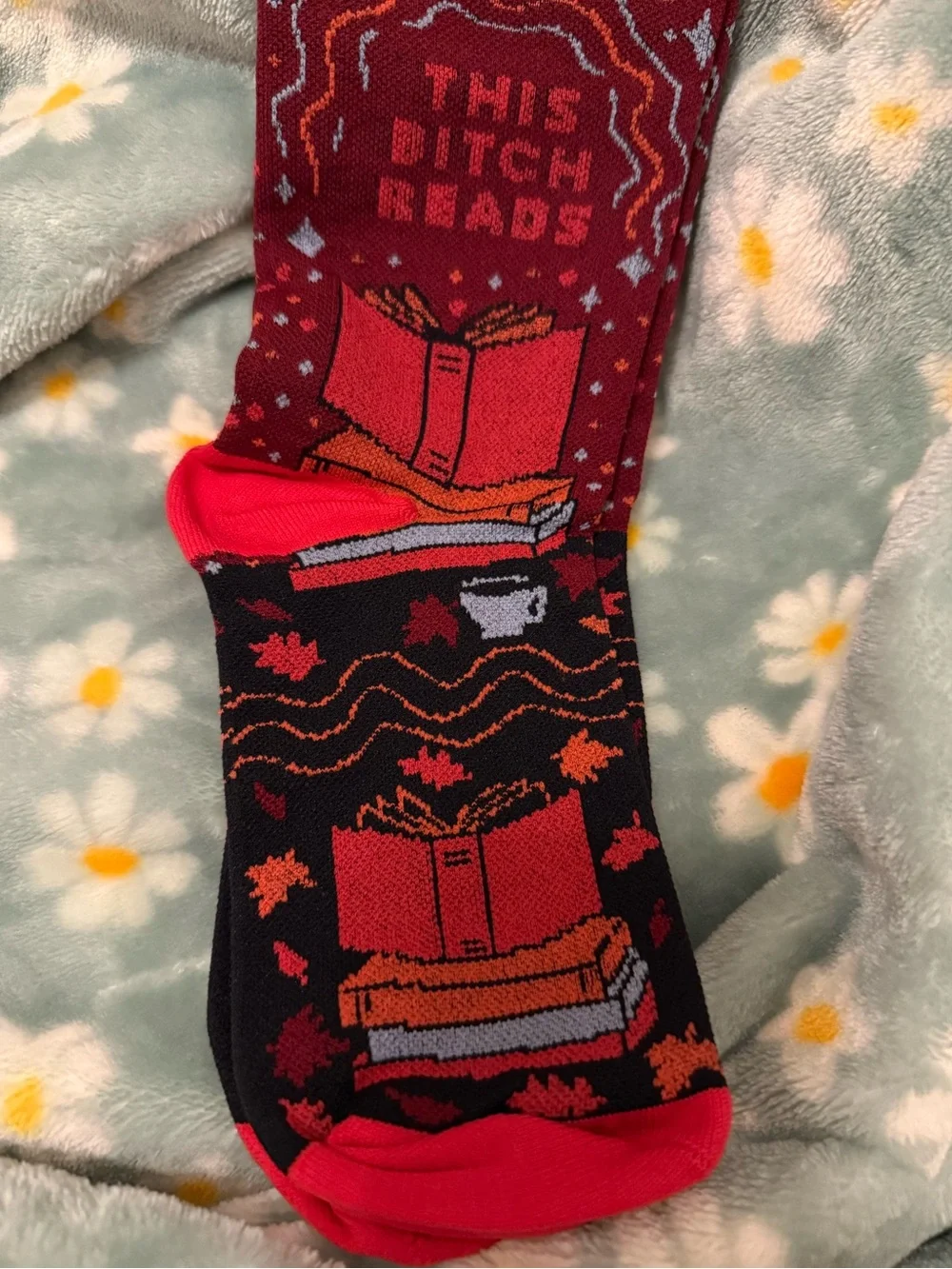 Groovy Things Red ‘This B Reads’ Wide Calf Compression Socks